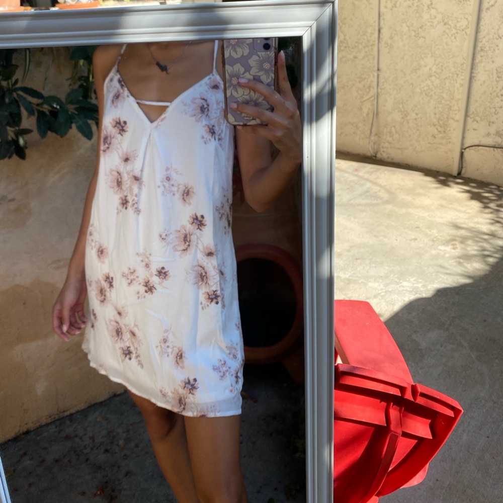 Flowy White Floral Dress